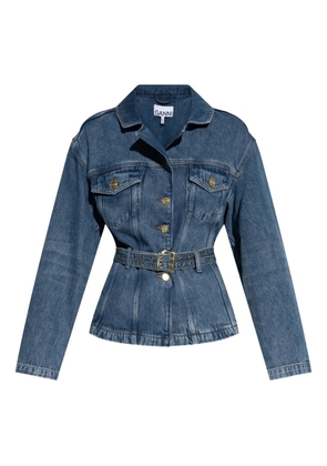 GANNI belted jacket - Blue