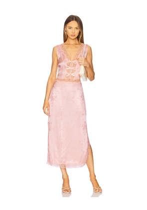 LPA Daphne Midi Dress in Pink. Size M. Also in L, S, XL, XS, XXS.