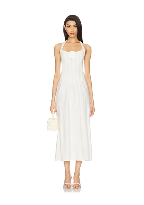 MAJORELLE Alora Midi Dress in Ivory. Size L. Also in M, XL.