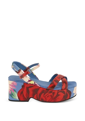 Ferragamo floral-print buckled ladies sandals - Blue