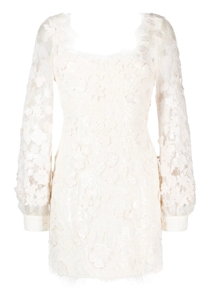Elie Saab floral lace-embellished minidress - White