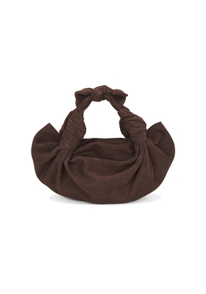 NLA Collection Suede Knot Bag in Chocolate.