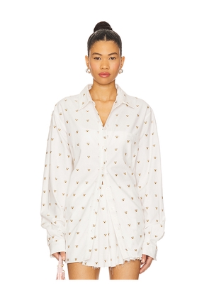 Milkwhite Oversized Shirt in White. Size L. Also in M, S, XS.