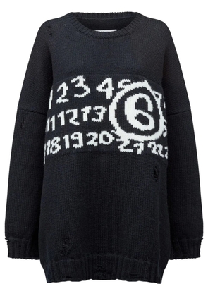 MM6 Maison Margiela Numbers-motif drop-shoulder jumper - Black