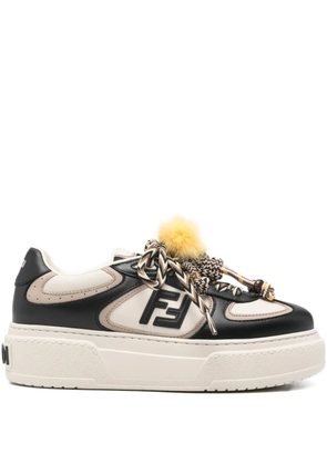 FENDI logo-plaque platform sneakers - Black