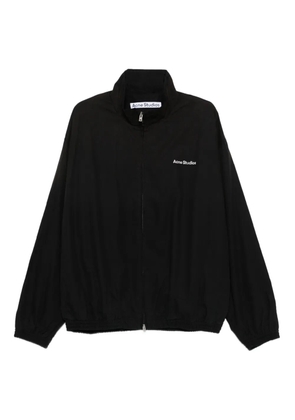 Acne Studios embroidered logo zip-up jacket - Black