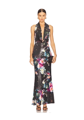 Lapointe Floral Jersey Deep Cowl Neck Gown in Black. Size S. Also in M.