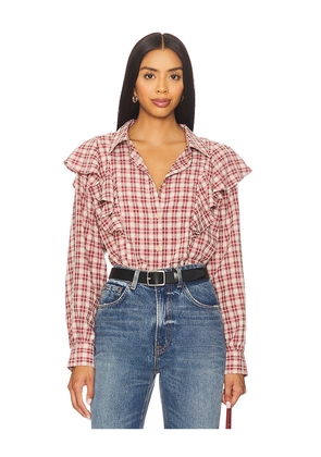 LNA Dru Ruffle Front Blouse in Red. Size S. Also in XS.