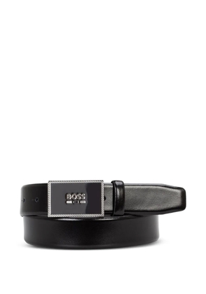 BOSS logo-buckle leather belt - Black