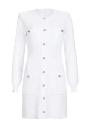 LIU JO padded-shoulder buttoned dress - 10701 WHITE WOOL