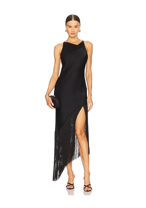 Lapointe Satin Cowl Neck Fringe Dress in Black. Size 0. Also in 4.