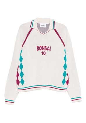 Bonsai diamond-pattern polo jumper - Neutrals
