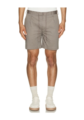onia Garment Dye Cotton Drawstring Shorts in Taupe. Size 32. Also in 33, 34.