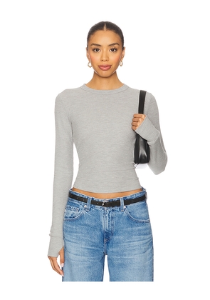 Michael Lauren Axl Long Sleeve Crop Fitted Top in Light Grey. Size L. Also in M, S, XS.