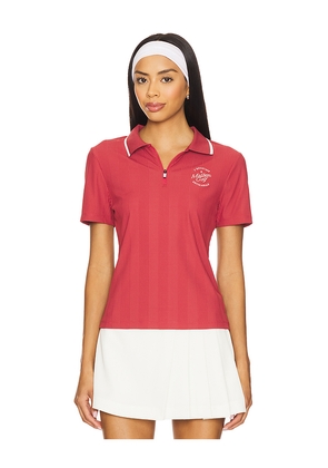 Malbon Golf Camilla Quarter Zip Ss Polo Top in Red. Size L. Also in S, XS.