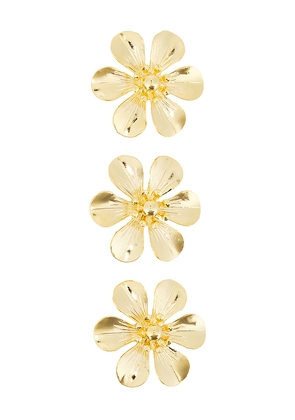 LELET NY Flora Clip Set Of 3 in Metallic Gold.