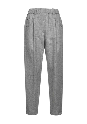 Brunello Cucinelli elasticated-waistband pleated trousers - Grey