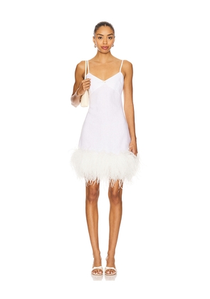 Milkwhite x REVOLVE Mini Dress With Feathers in White. Size L. Also in M, S, XS.