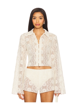 LIONESS Babydoll Top in Cream. Size L. Also in XXS, XS, S, M, XL.