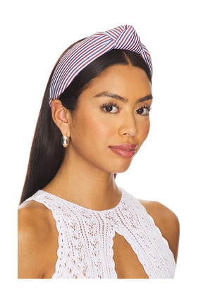 Lele Sadoughi Knotted Striped Cotton Headband in Red,Blue.
