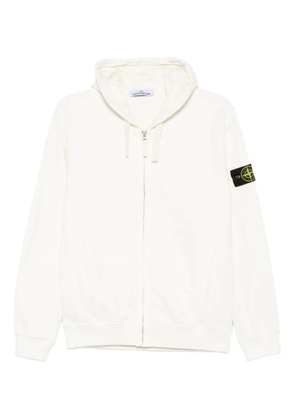 Stone Island logo-patch zip-up hoodie - White