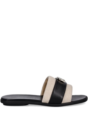 Furla logo-plaque leather slides - Black