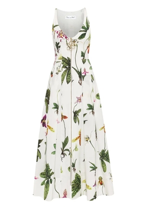 Oscar de la Renta Orchid zip-front poplin dress - White