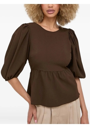 Notes du Nord puff-sleeve peplum top - Brown