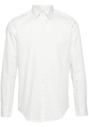 Canali leaf-print cotton shirt - White