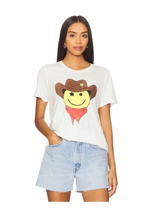 Lauren Moshi Cowboy Happyface Boyfriend Tee in Ivory. Size L. Also in S, XL, XS.
