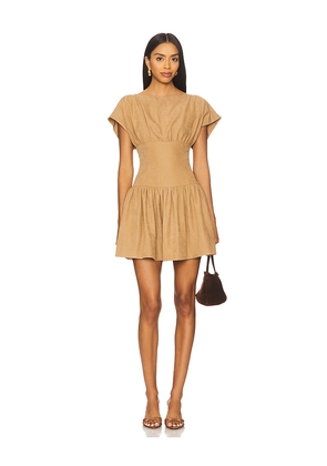 Line & Dot Cooper Mini Dress in Tan. Size L. Also in M, S, XS.