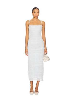 MAJORELLE Olivia Midi Dress in Baby Blue. Size L. Also in M, S, XL, XS, XXS.