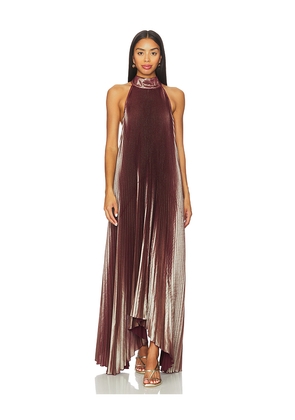 L'IDEE Olympia Gown in Burgundy. Size 10/M. Also in 12/L, 6/XS, 8/S.