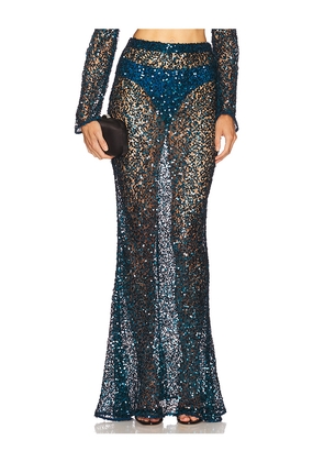 Lapointe Net Paillette Maxi Skirt in Teal. Size L. Also in XS, M.