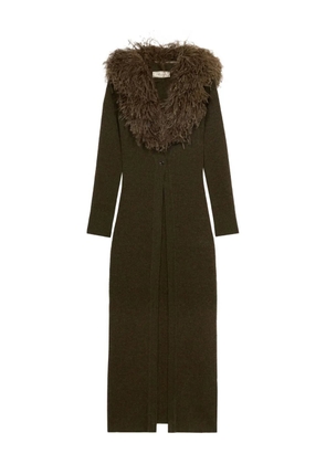 Blumarine feather-embellished long cardigan - Green
