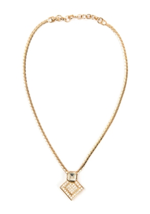 Christian Dior Pre-Owned 1980s rhinestone-embellished pendant necklace - Gold