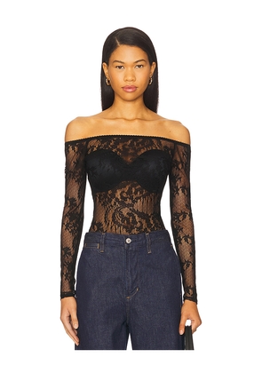 L'AGENCE Peonie Bodysuit in Black. Size L. Also in M, S.