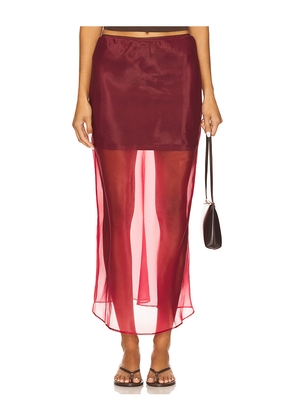 Line & Dot x REVOLVE Denman Midi Skirt in Burgundy. Size L. Also in S, XS, M.