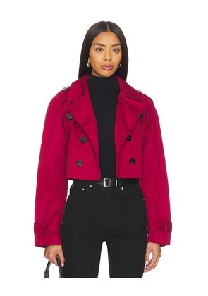 MORE TO COME Marja Cropped Trench in Burgundy. Size L. Also in M, S, XL, XS, XXS.