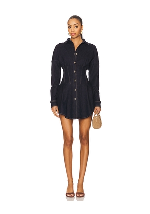 OW Collection Ella Denim Shirt Dress in Blue. Size L. Also in M, S, XS.