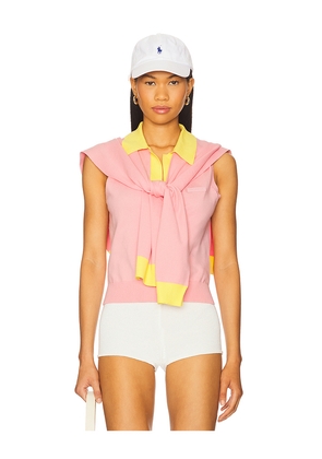 Monse Knitted Polo & Tie Scarf in Pink. Size L. Also in M, S, XS.