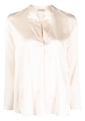 Blanca Vita V-neck silk blouse - Neutrals