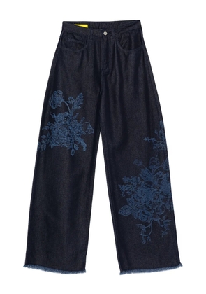 Marques'Almeida flower-motif frayed jeans - Blue