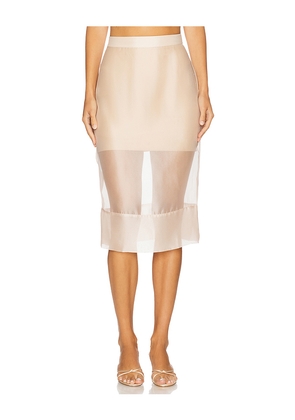 Lovers and Friends Kelsie Sheer Midi Skirt in Nude. Size L. Also in XL, XS.
