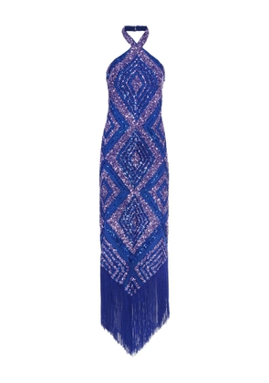 Taller Marmo Nina fringed-geometric midi dress - Blue