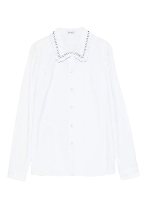 Miu Miu embellished ruffled-collar shirt - Grey