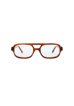 Lu Goldie Sofia Blue Light Glasses in Burnt orange.
