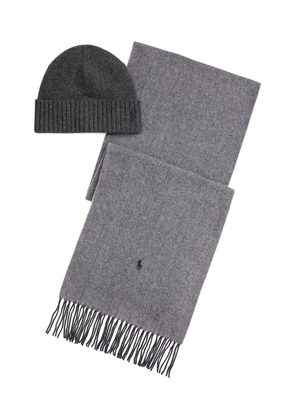 Polo Ralph Lauren herringbone fringed scarf set - Grey
