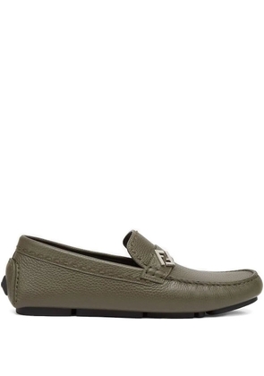 FENDI leather FF logo loafers - Green