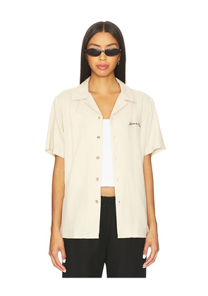 Motel Margarita Mallorca Button Up Shirt in Cream. Size M. Also in S, XL/1X.